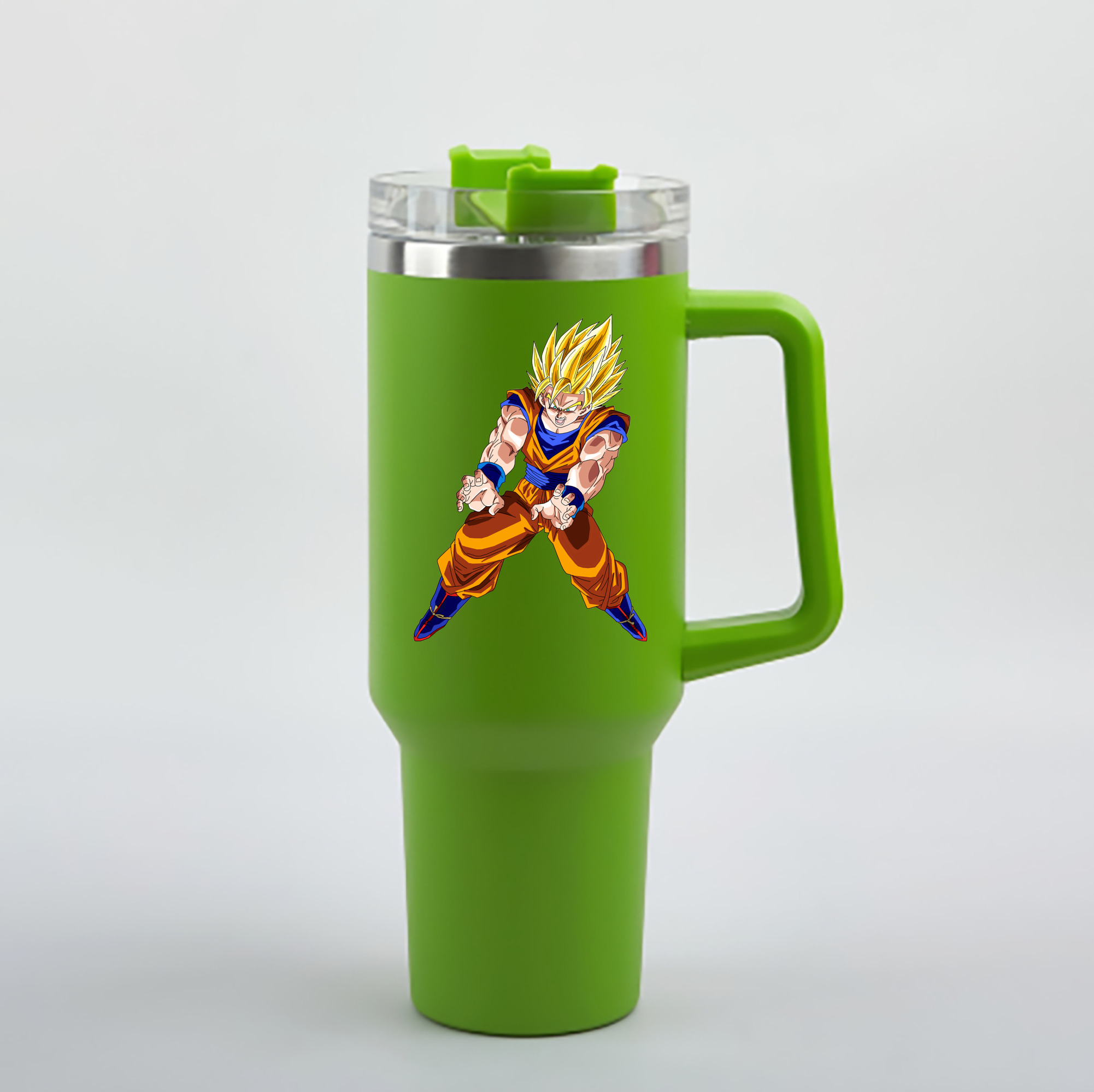 （画像用） ドラゴンボール 孫悟空（そん ごくう）Son Goku カカロット DRAGON BALL Kakarotto 1200mL車用タンブラー - クリスタルステッカー（プラスチックストロー付き）